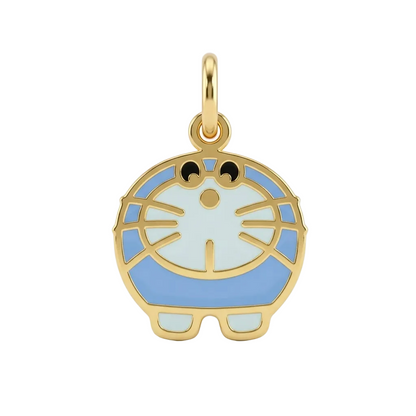 Gold Doraemon character pendant with blue and white enamel detailing.