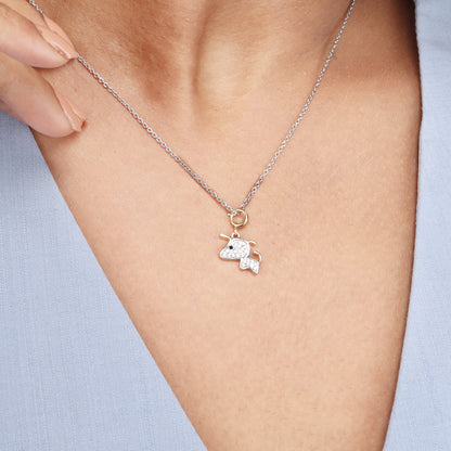 Caratly 18kt gold Dog Diamond Pendant featuring a cute dog silhouette charm fully set with pave diamonds under Rs. 30,000
