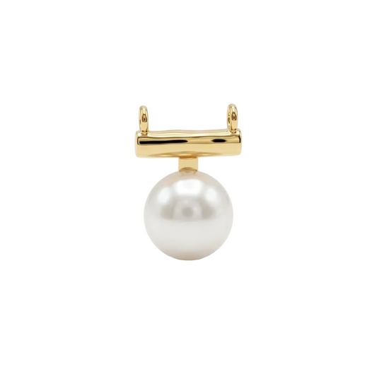 Gold bar-style pendant holding a large lustrous white pearl priced under Rs. 20,000