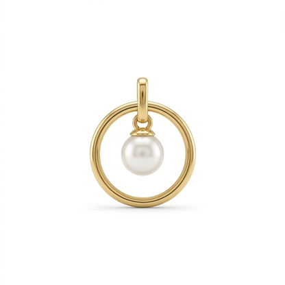 Gold circle pendant with a lustrous white pearl set at its centre. Minimal and cute gifts under Rs. 15,000