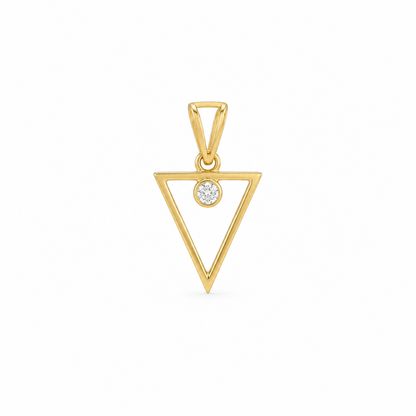 Gold inverted triangle pendant set with a sparkling diamond accent priced under Rs. 15,000