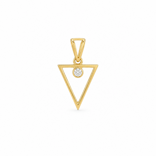 Gold inverted triangle pendant set with a sparkling diamond accent priced under Rs. 15,000