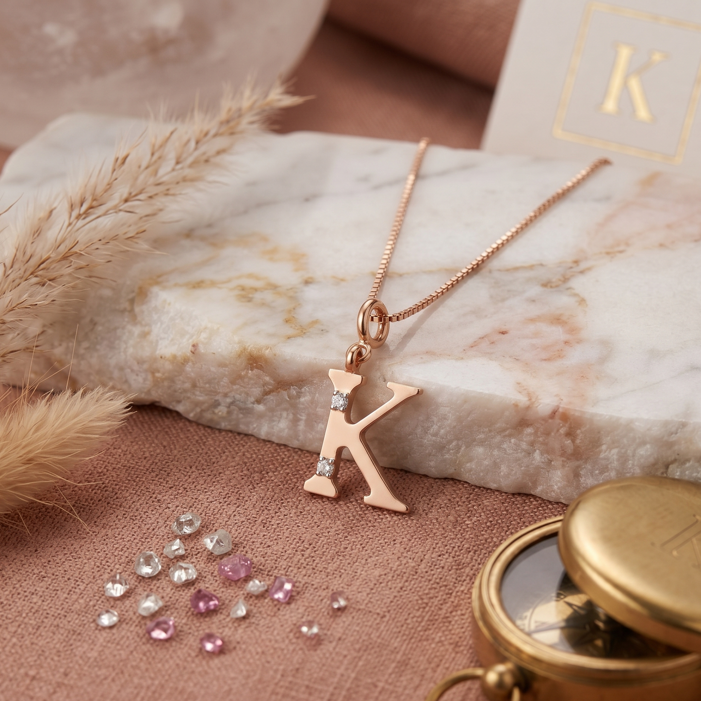 Gold Initial "K" Pendant