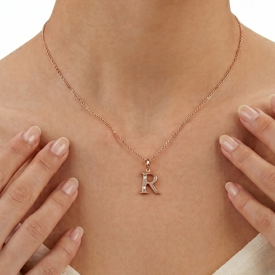 Gold Initial "R" Pendant
