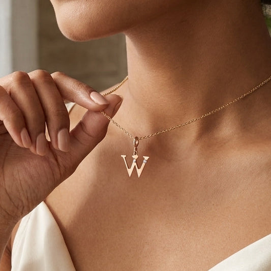 Gold Initial "W" Pendant