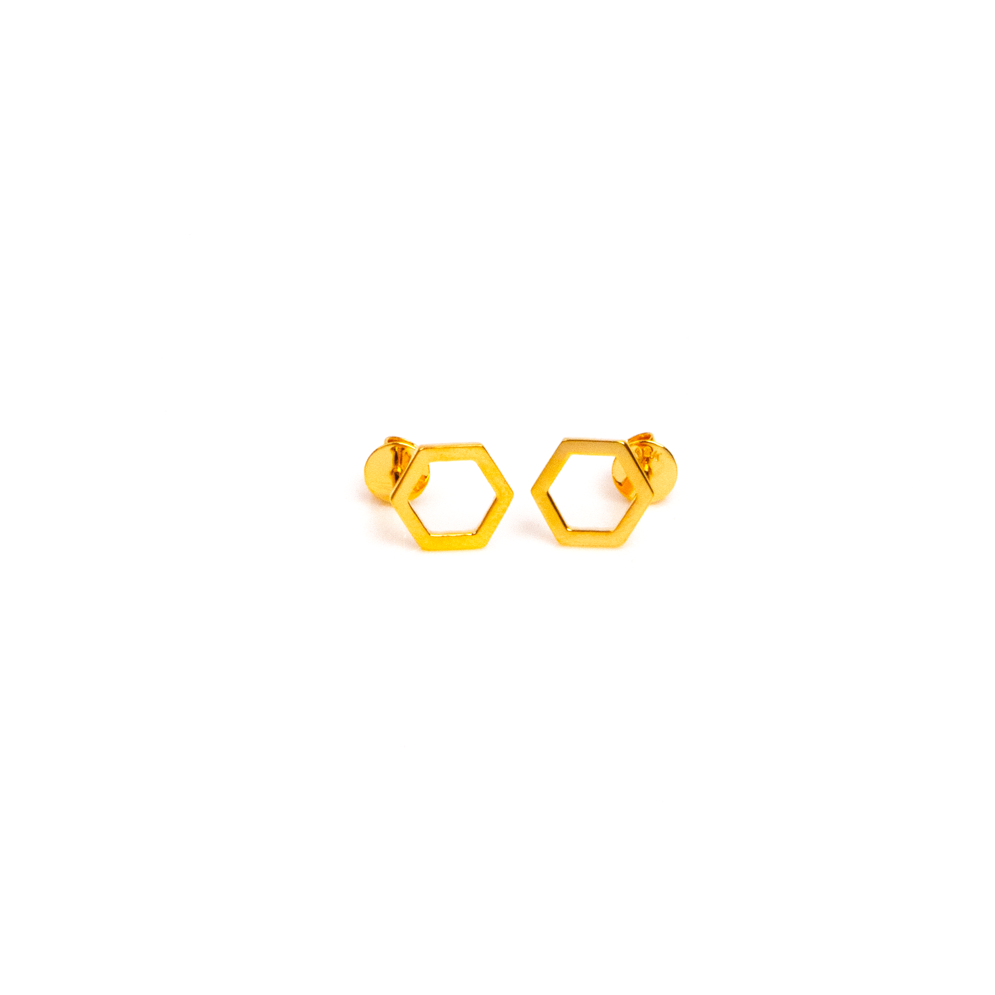 Caratly 18kt gold Hexagon Gold Earring with open geometric hexagon outline stud design under Rs. 20,000