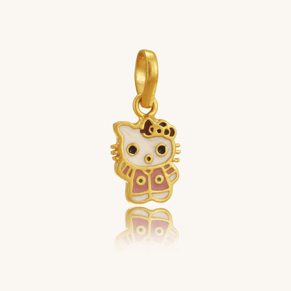 Caratly 22kt gold Kitty Gold Pendant featuring a small Hello Kitty inspired enamel cat charm on a delicate chain under Rs. 25,000