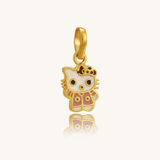 Caratly 22kt gold Kitty Gold Pendant featuring a small Hello Kitty inspired enamel cat charm on a delicate chain under Rs. 25,000