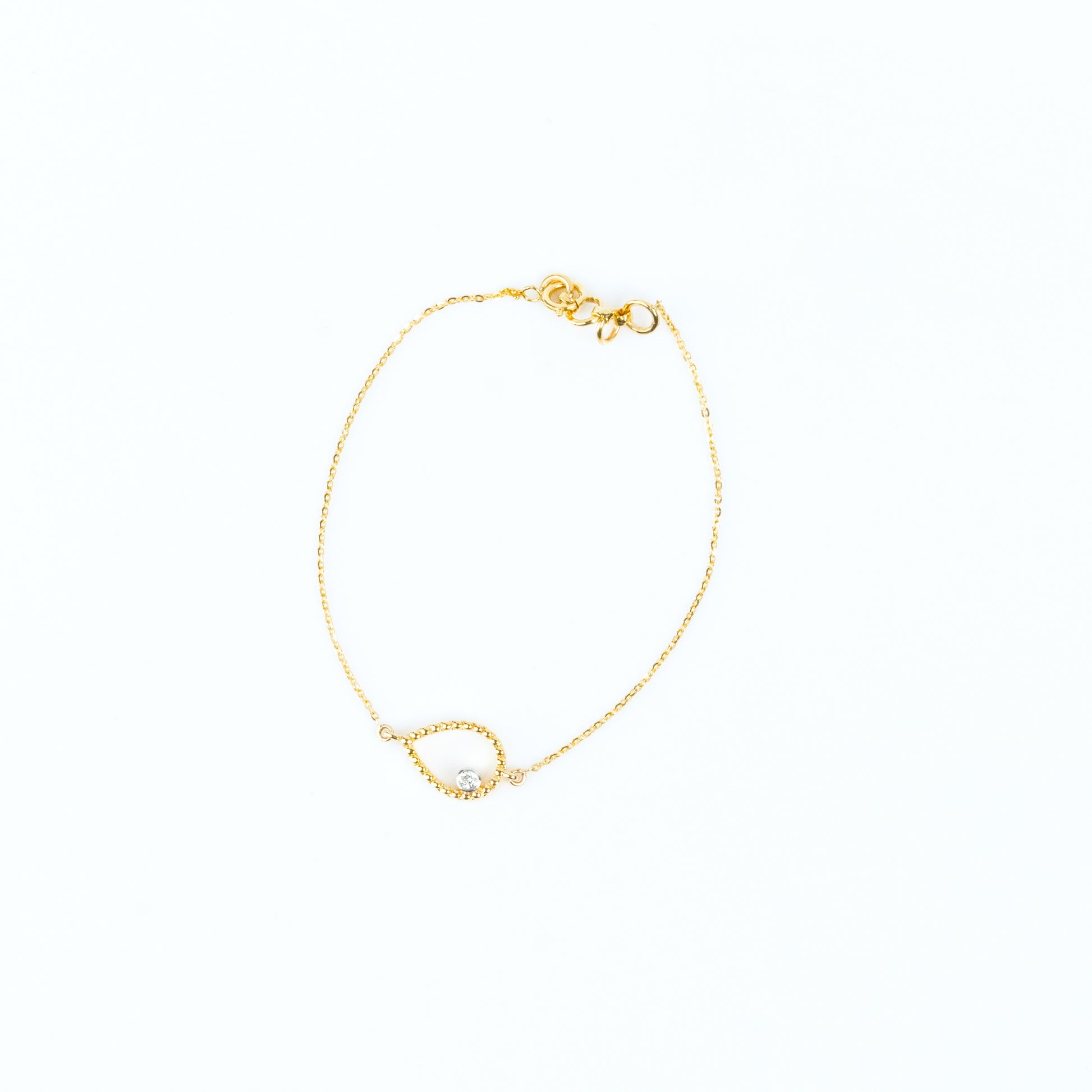 Caratly 18kt gold Pear Diamond Bracelet with 0.03ct teardrop outline charm minimalist design under Rs. 40,000