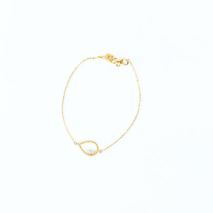 Caratly 18kt gold Pear Diamond Bracelet with 0.03ct teardrop outline charm minimalist design under Rs. 40,000