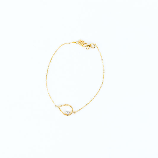 Caratly 18kt gold Pear Diamond Bracelet with 0.03ct teardrop outline charm minimalist design under Rs. 40,000