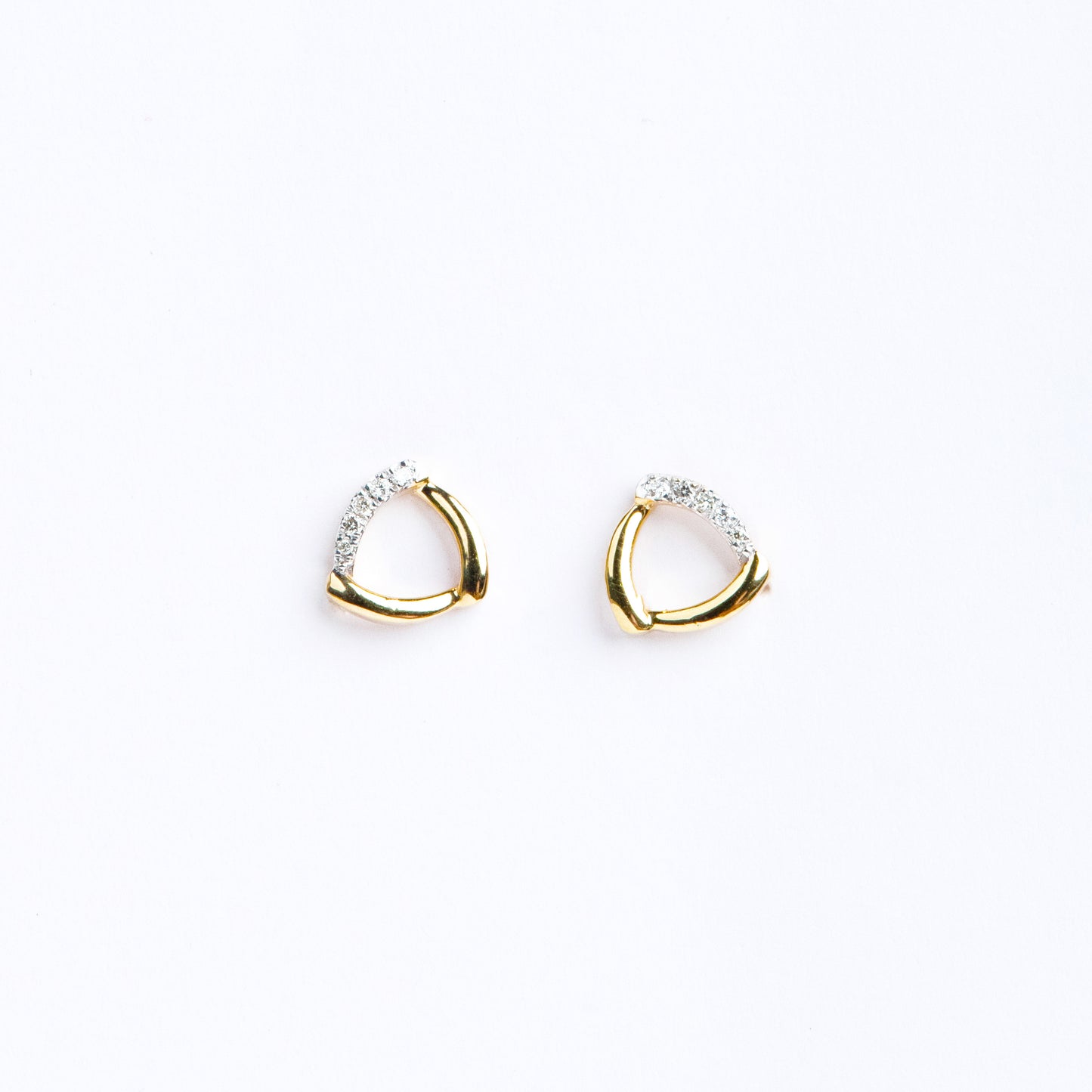Caratly 18kt gold Daily Diamond Earring with 0.04ct diamond open soft triangle design, minimalist studs under Rs. 30,000