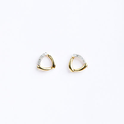 Caratly 18kt gold Daily Diamond Earring with 0.04ct diamond open soft triangle design, minimalist studs under Rs. 30,000