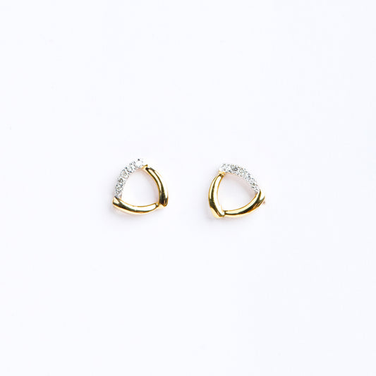 Caratly 18kt gold Daily Diamond Earring with 0.04ct diamond open soft triangle design, minimalist studs under Rs. 30,000