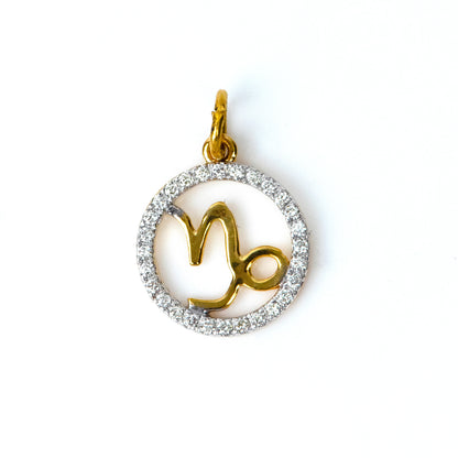 Caratly 18kt gold Capricorn Diamond Charm with 0.15ct diamond halo zodiac sign pendant gift for her under  Rs. 40,000