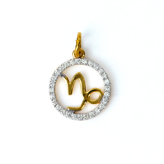 Caratly 18kt gold Capricorn Diamond Charm with 0.15ct diamond halo zodiac sign pendant gift for her under  Rs. 40,000