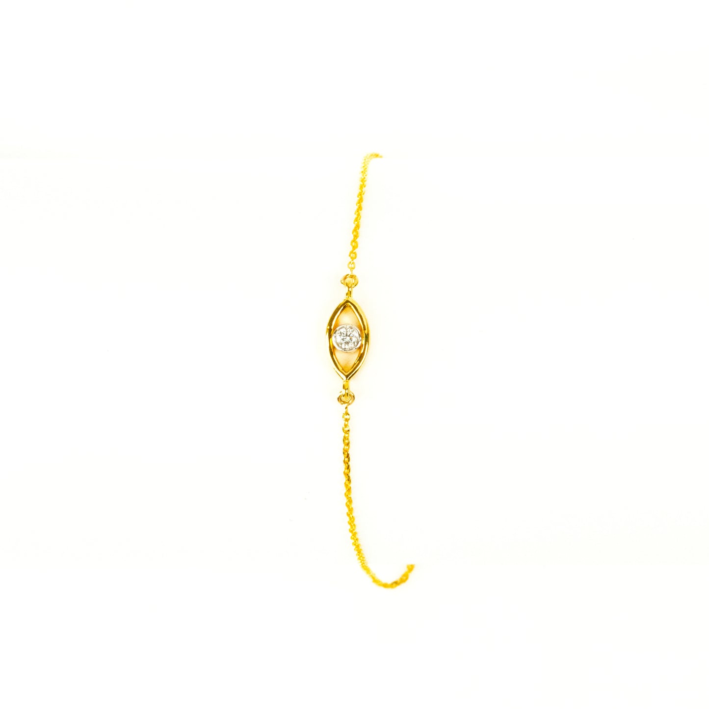Caratly 18kt gold Evileye Simple Diamond Bracelet with 0.05ct protection charm minimalist design for her under 30,000