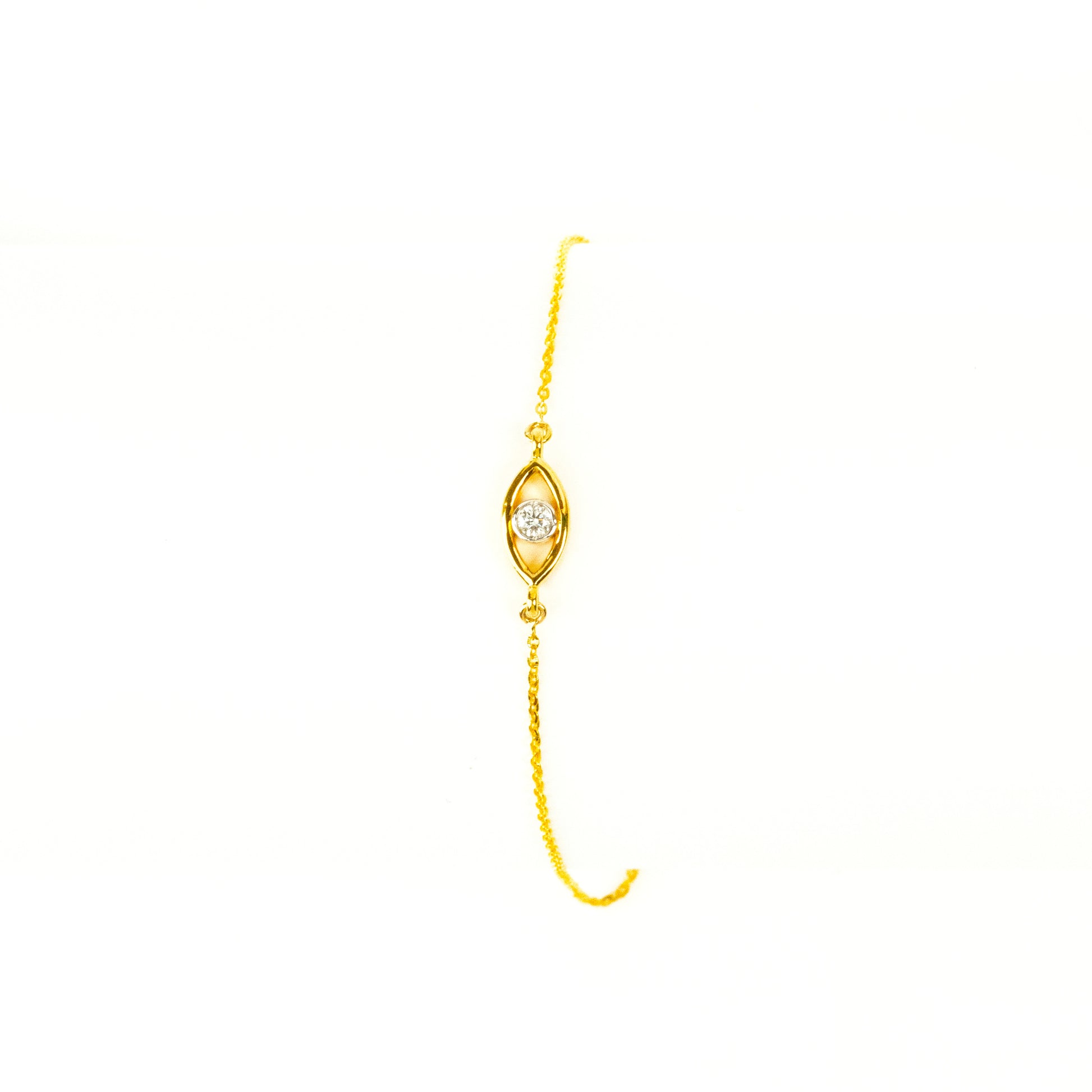 Caratly 18kt gold Evileye Simple Diamond Bracelet with 0.05ct protection charm minimalist design for her under 30,000