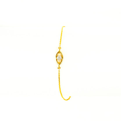 Caratly 18kt gold Evileye Simple Diamond Bracelet with 0.05ct protection charm minimalist design for her under 30,000