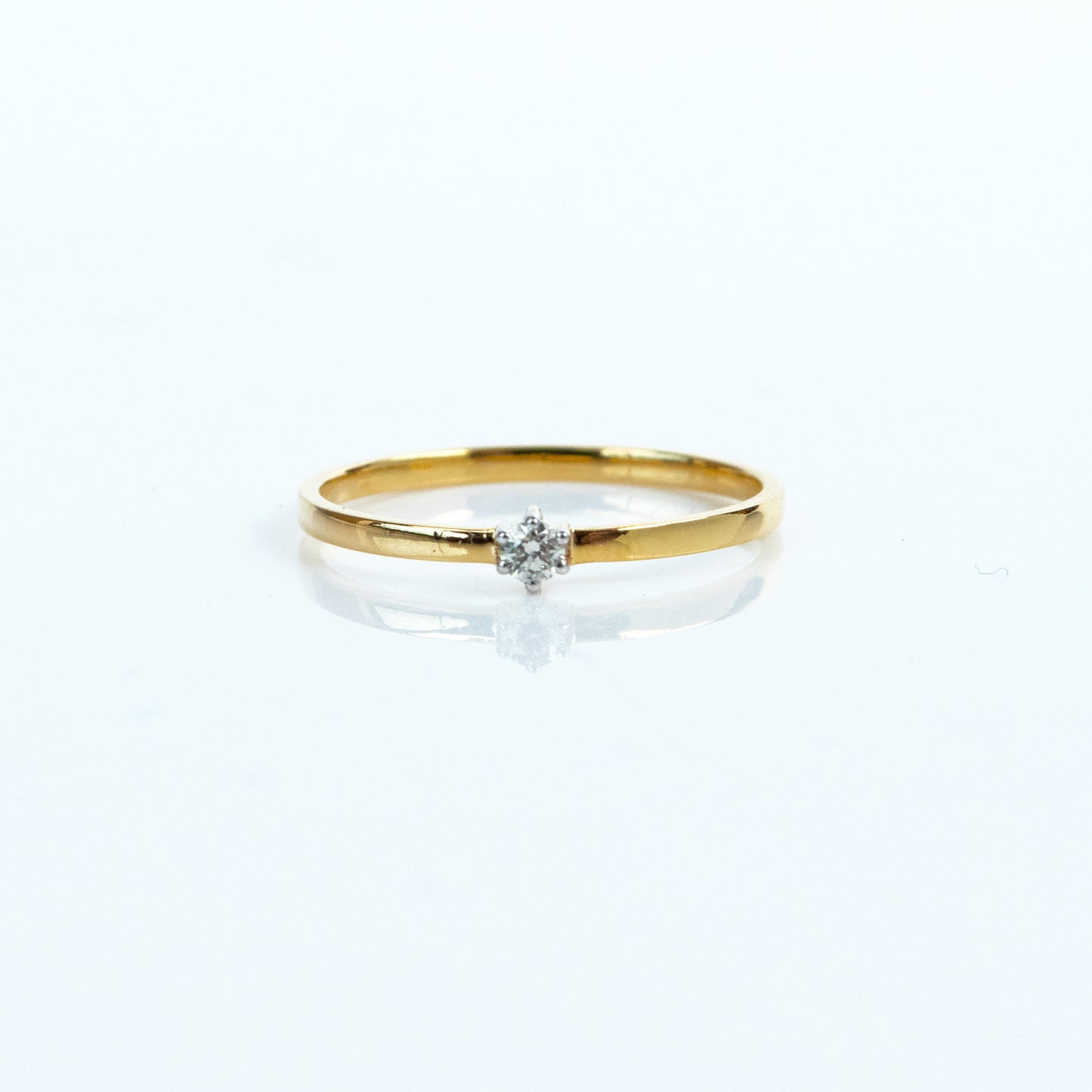 Caratly 18kt gold Solitaire Diamond Ring with 0.02ct round diamond prong set on a dainty minimalist band under Rs. 15,000