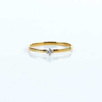 Caratly 18kt gold Solitaire Diamond Ring with 0.02ct round diamond prong set on a dainty minimalist band under Rs. 15,000