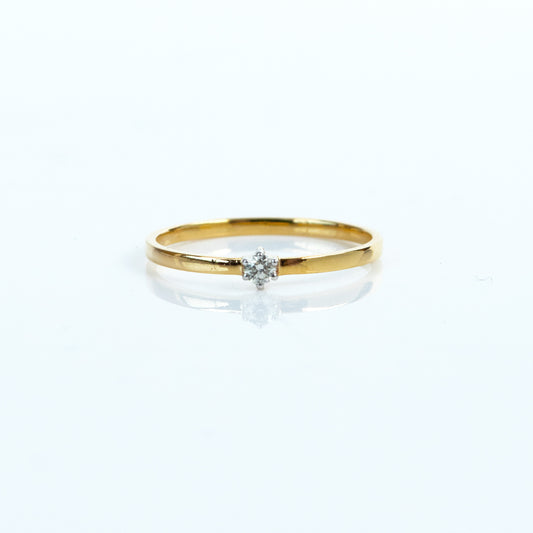 Caratly 18kt gold Solitaire Diamond Ring with 0.02ct round diamond prong set on a dainty minimalist band under Rs. 15,000
