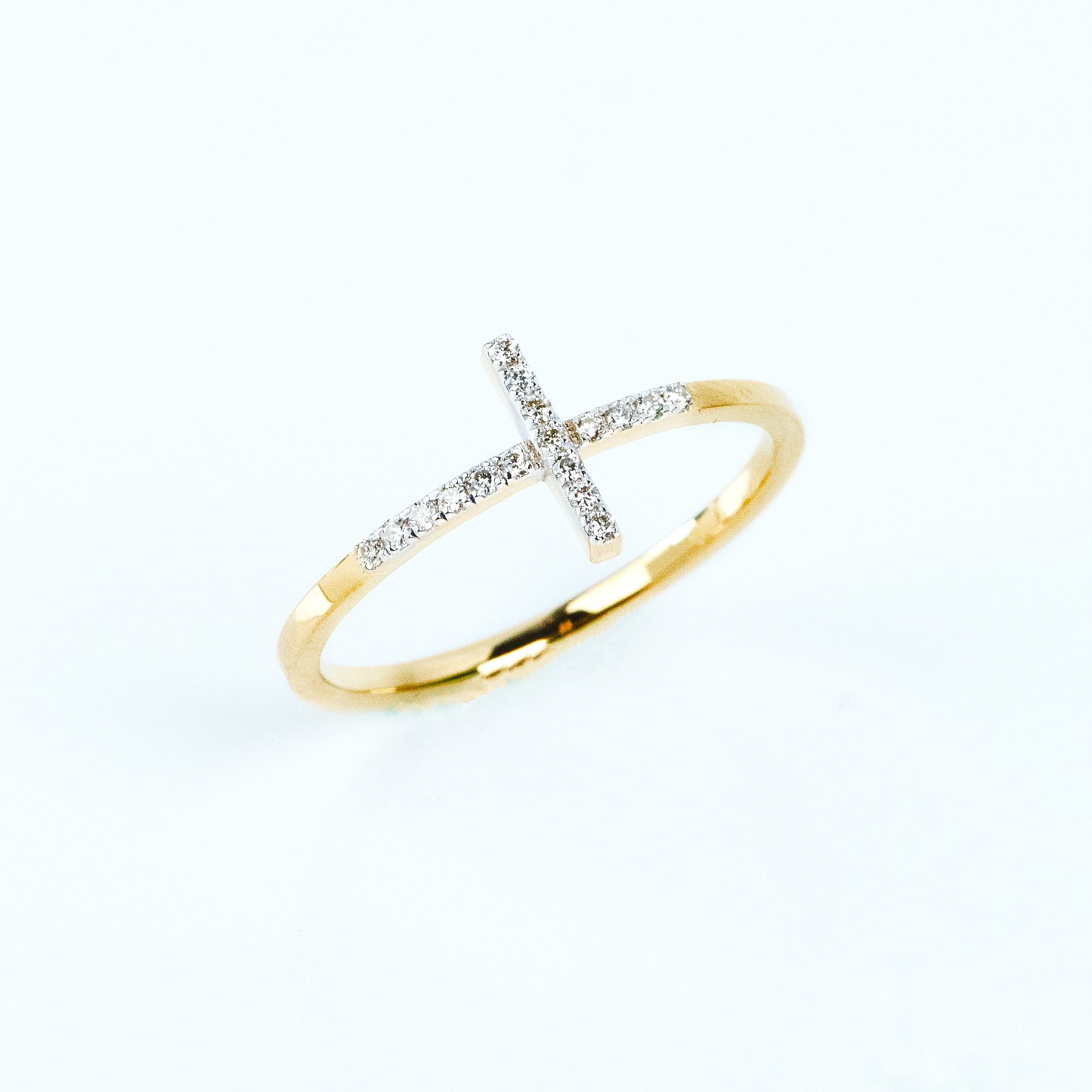 Caratly 18kt gold Cross Diamond Ring with pave diamond cross symbol design minimalist religious jewelry under Rs. 30,000