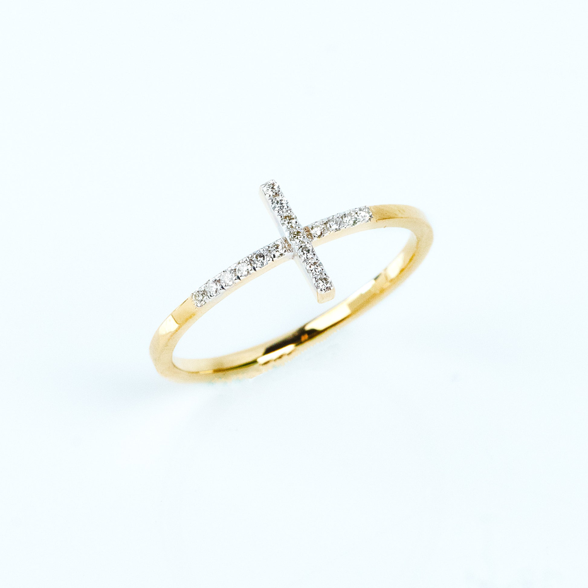 Caratly 18kt gold Cross Diamond Ring with pave diamond cross symbol design minimalist religious jewelry under Rs. 30,000