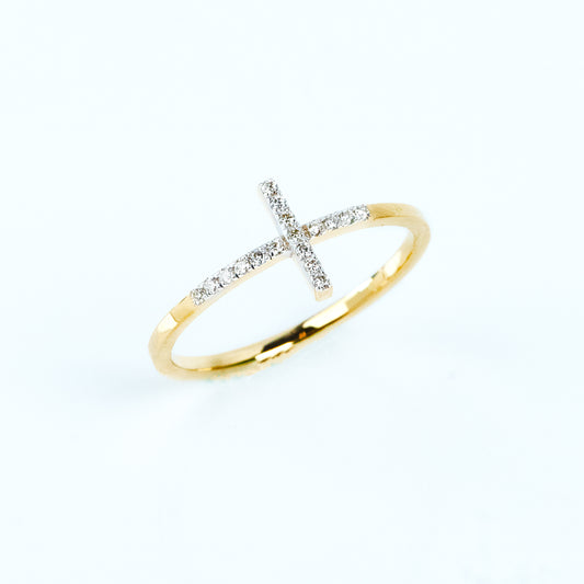 Caratly 18kt gold Cross Diamond Ring with pave diamond cross symbol design minimalist religious jewelry under Rs. 30,000