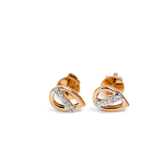 Caratly 18kt gold Pear Diamond Earring with 0.04ct diamond accent in an openwork teardrop stud design under Rs. 20,000