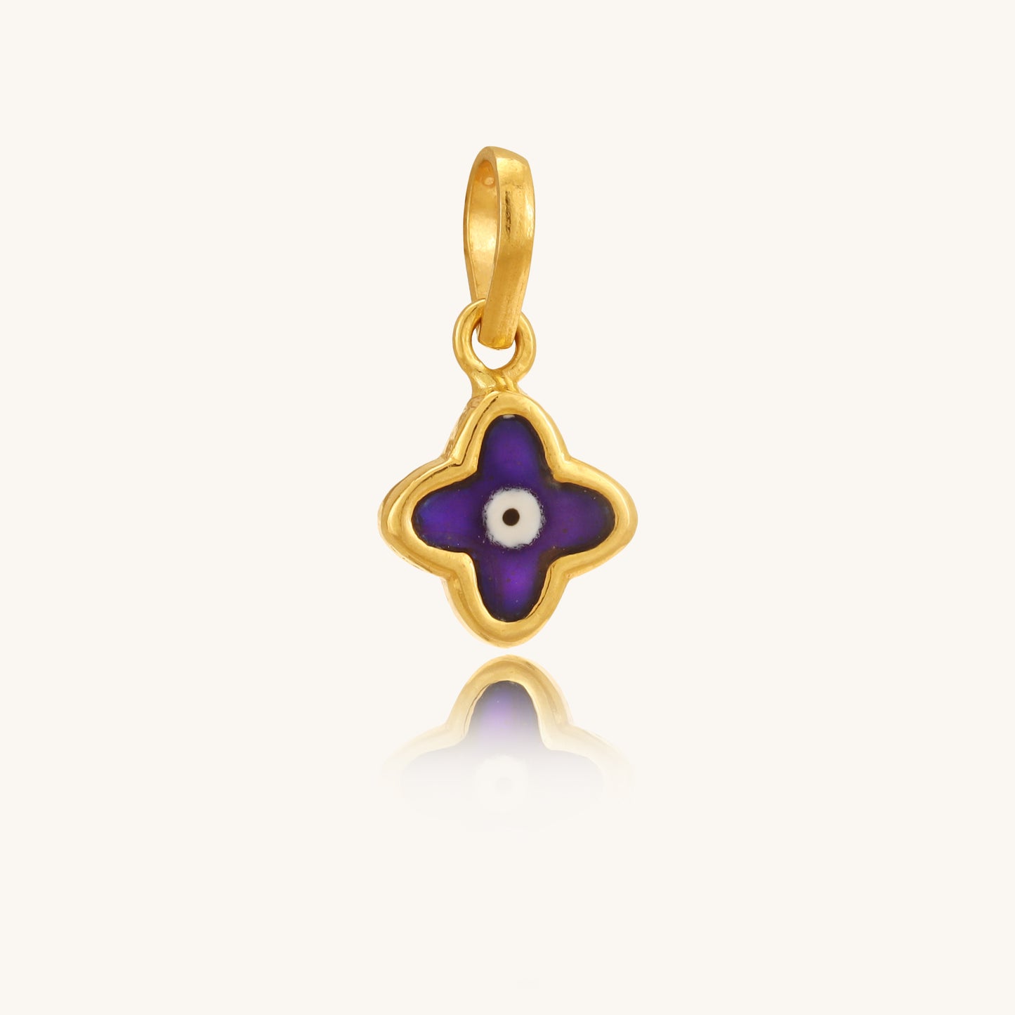 Caratly 18kt gold Baby Evil Eye Pendant featuring a tiny dark blue enamel clover-shaped evil eye charm under Rs. 15,000 
