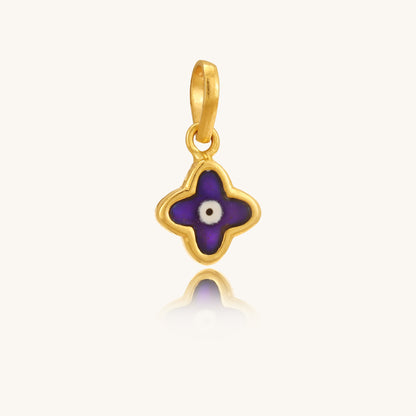 Caratly 18kt gold Baby Evil Eye Pendant featuring a tiny dark blue enamel clover-shaped evil eye charm under Rs. 15,000 