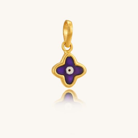 Caratly 18kt gold Baby Evil Eye Pendant featuring a tiny dark blue enamel clover-shaped evil eye charm under Rs. 15,000 