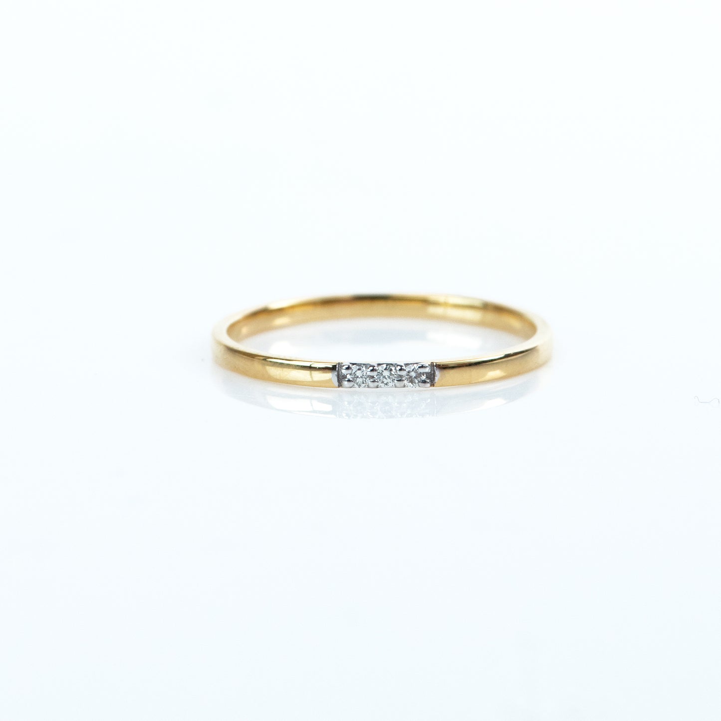 Caratly 18kt gold 3 Diamond Ring with trio stone setting minimalist band design under Rs. 20,000