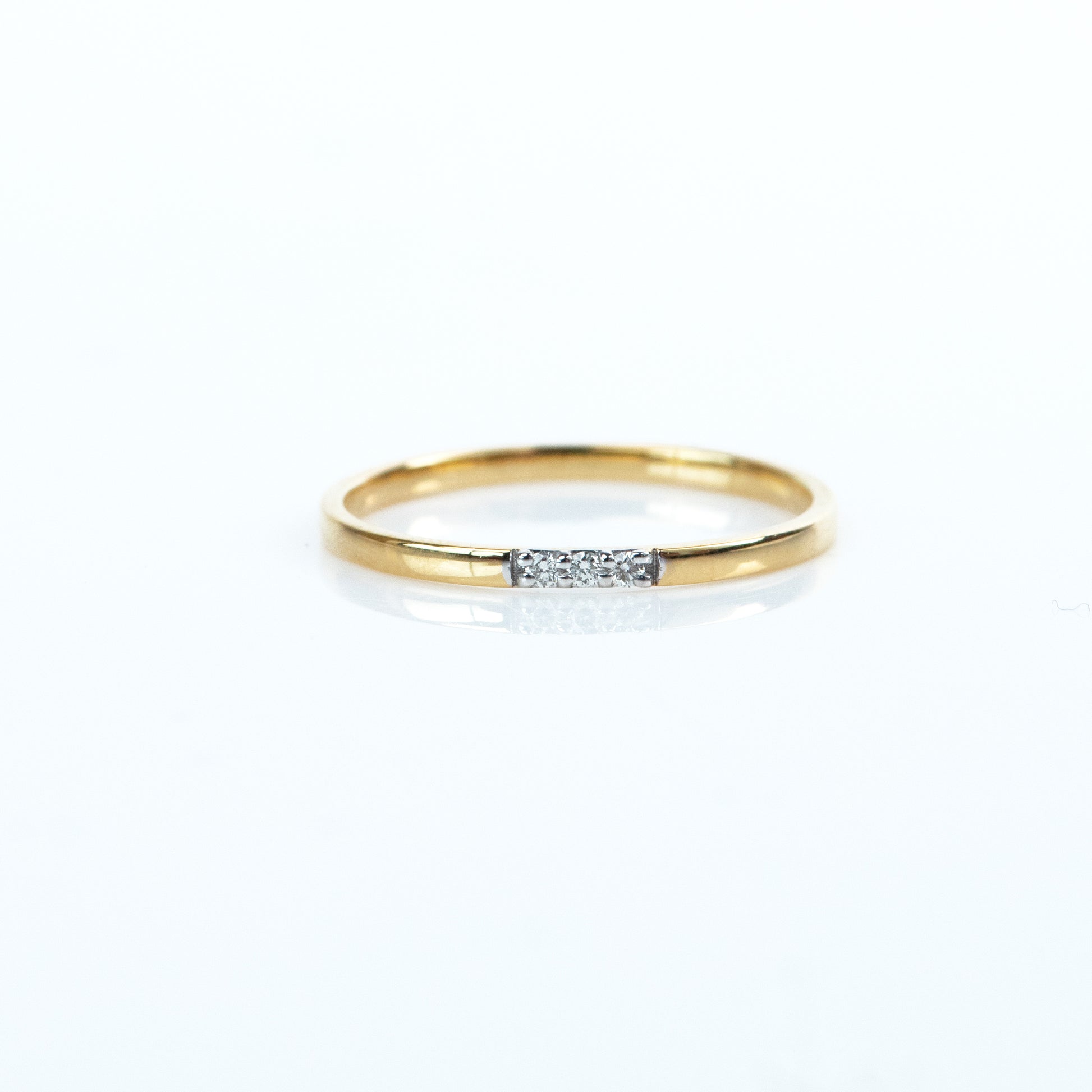 Caratly 18kt gold 3 Diamond Ring with trio stone setting minimalist band design under Rs. 20,000