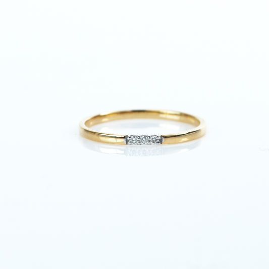 Caratly 18kt gold 3 Diamond Ring with trio stone setting minimalist band design under Rs. 20,000
