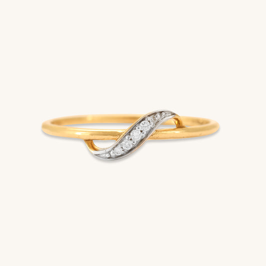 Caratly 18kt gold S Diamond Ring with 0.04ct diamond pave in a gentle S-wave band design under 20,000