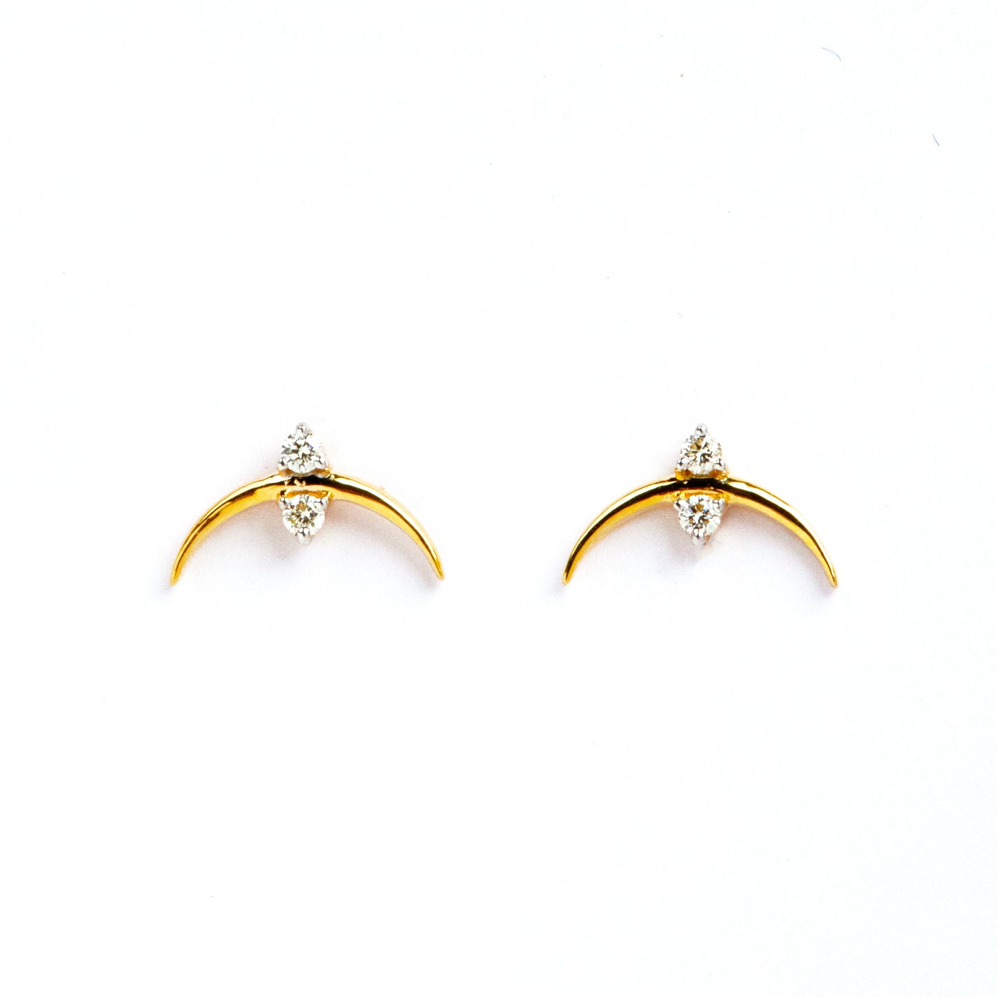Caratly 18kt gold U Diamond Earring with 0.09ct diamond accent centered on a curved gold bar stud design under Rs. 22,500
