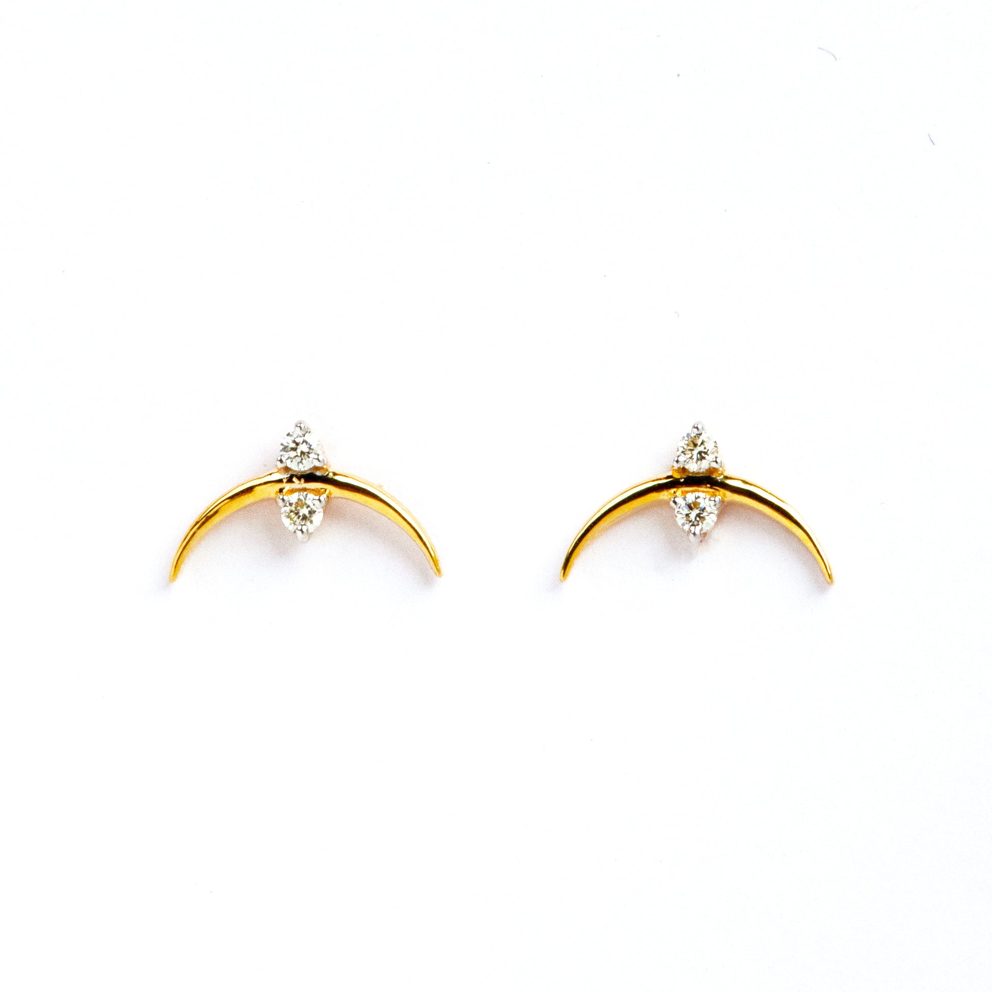 Caratly 18kt gold U Diamond Earring with 0.09ct diamond accent centered on a curved gold bar stud design under Rs. 22,500