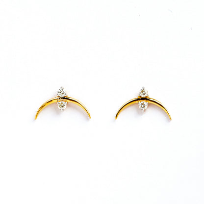 Caratly 18kt gold U Diamond Earring with 0.09ct diamond accent centered on a curved gold bar stud design under Rs. 22,500