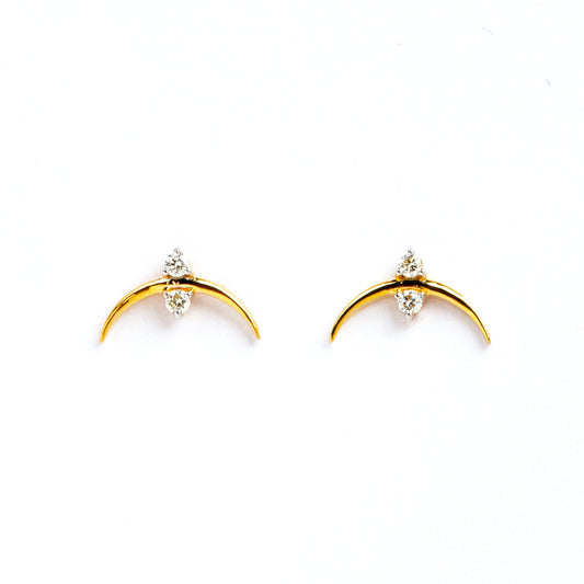 Caratly 18kt gold U Diamond Earring with 0.09ct diamond accent centered on a curved gold bar stud design under Rs. 22,500