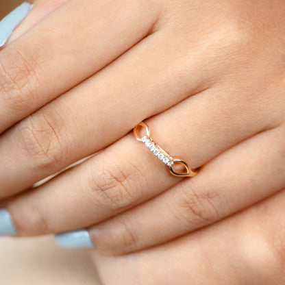 Caratly 18kt gold Uplifted Diamond Ring with 0.07ct raised bar setting and geometric cut-out design under Rs. 30,000