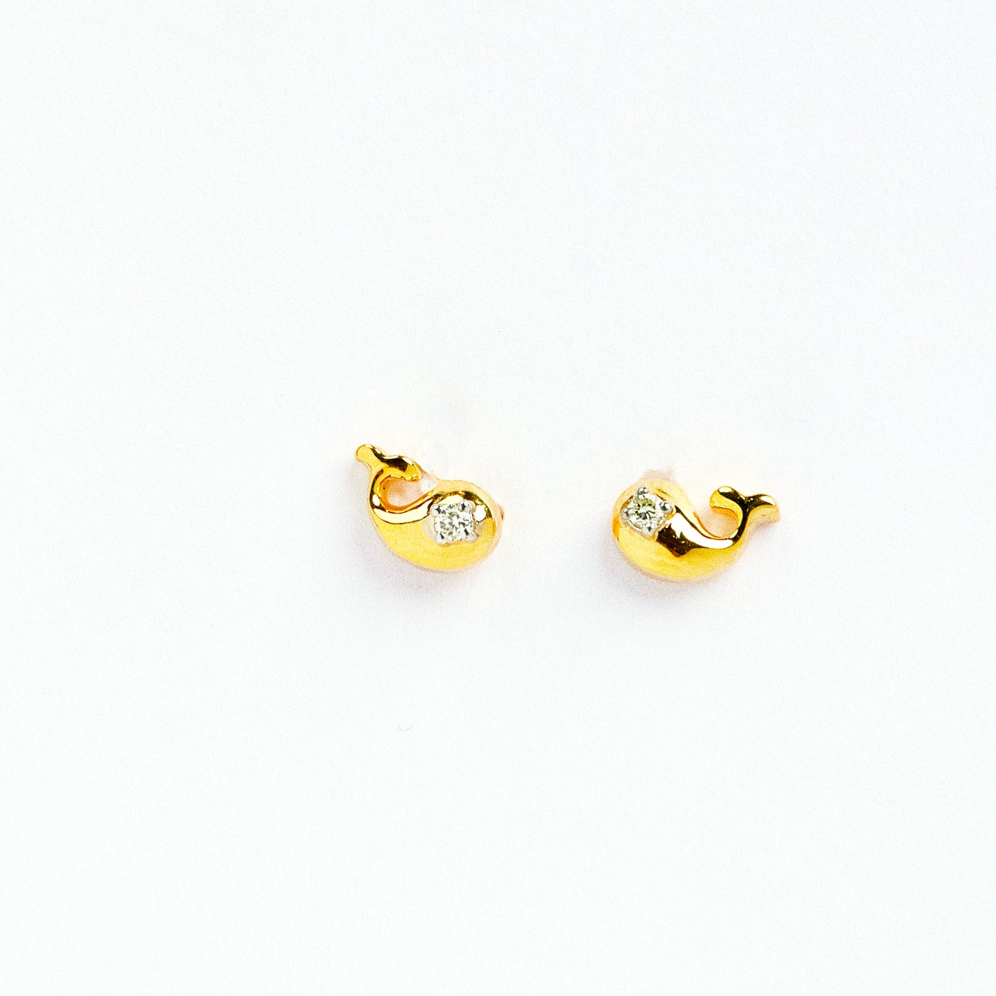 Caratly 18kt gold Gold Whale Earrings with 0.02ct diamond accent in a small aquatic whale stud design under Rs. 20,000