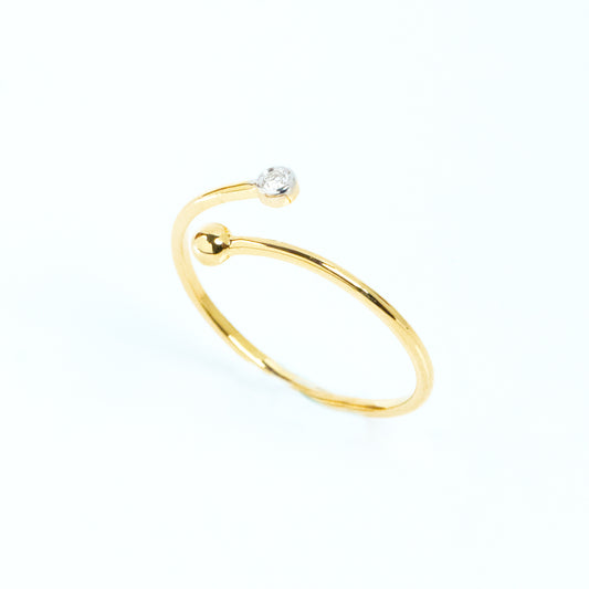 Caratly 18kt gold Crossover Diamond Ring with 0.03ct diamond and gold bead open bypass design under Rs. 15,000