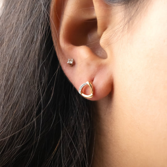 Caratly 18kt gold Daily Diamond Earring with 0.04ct diamond open soft triangle design, minimalist studs under Rs. 30,000