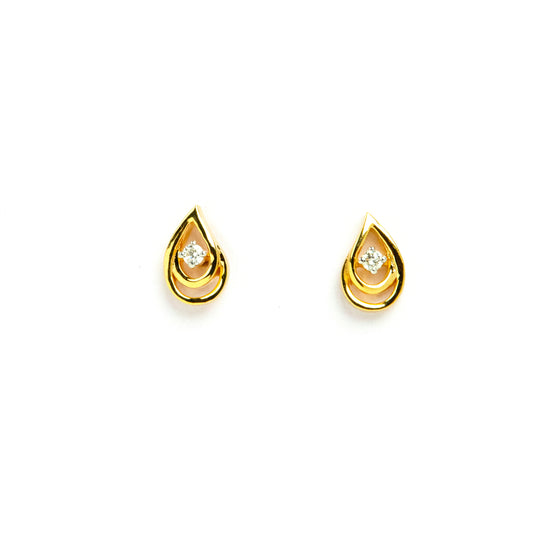 Caratly 18kt gold Droplet Diamond Earring with 0.04ct diamond accent in a stylized teardrop paisley stud design under Rs. 30,000