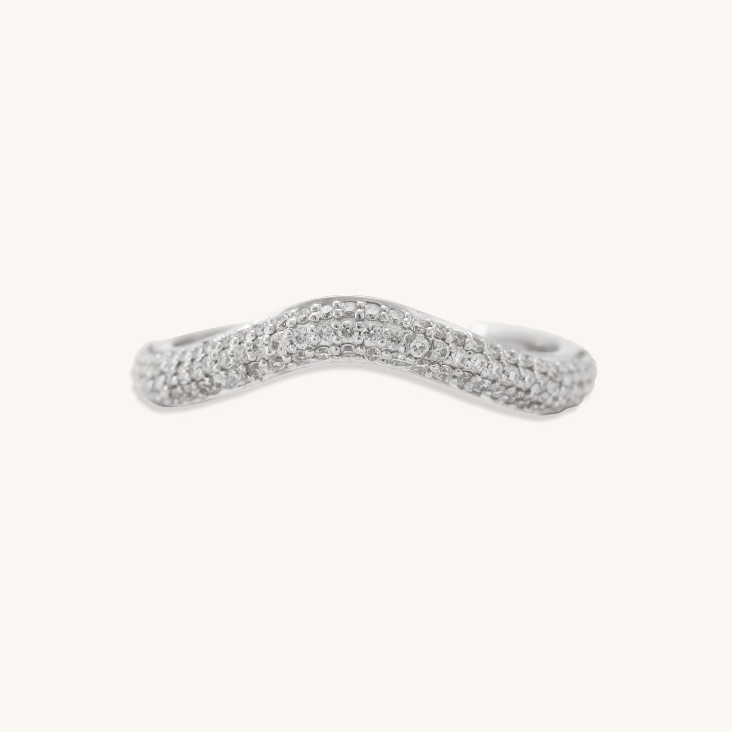 Caratly 18kt white gold Cluster Diamond Ring with 0.28ct diamond pave in a curved wishbone v-shape design under Rs. 70,000