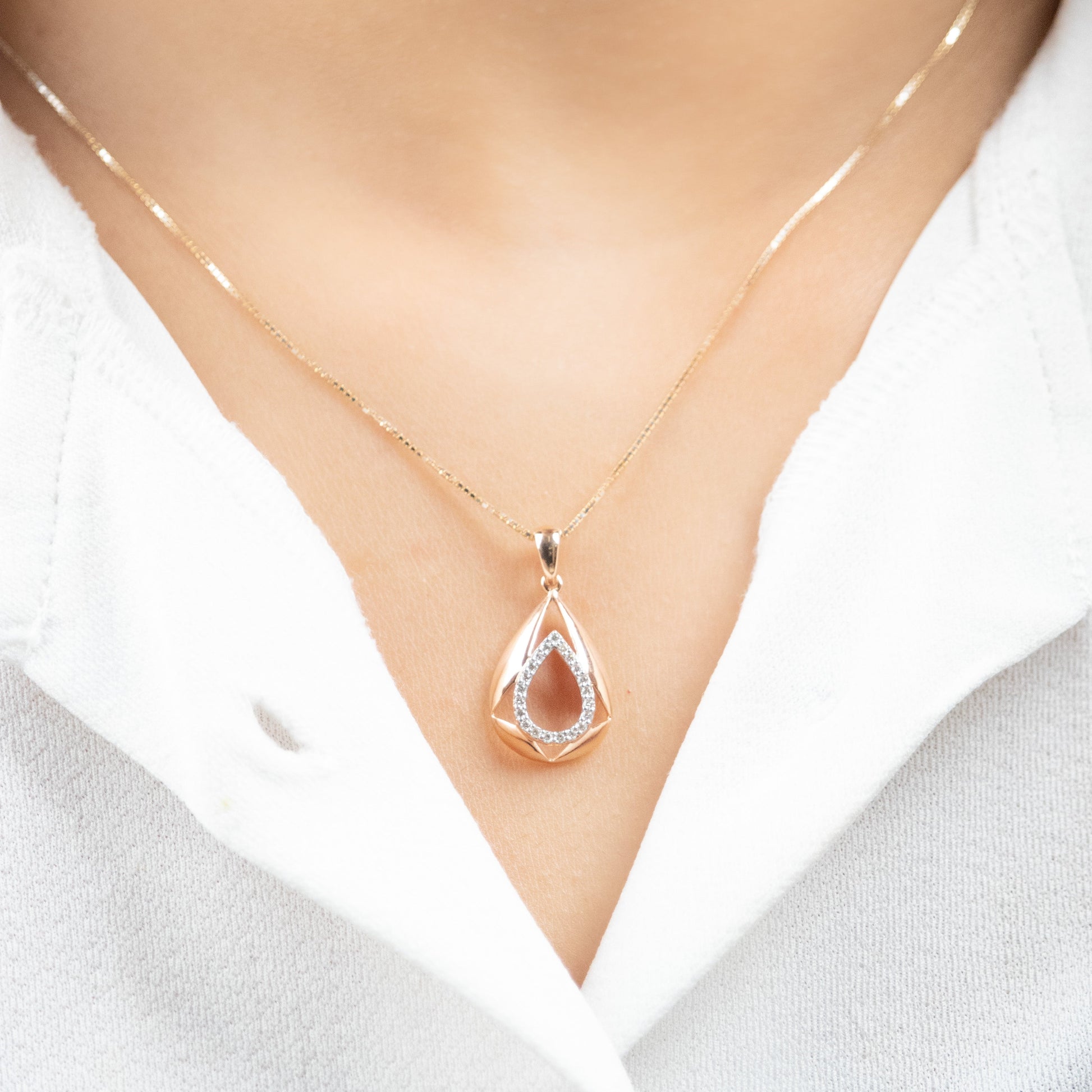 Caratly 18kt gold Dreamy Diamond Pendant with 0.12ct diamond inner teardrop design elegant necklace under Rs. 40,000