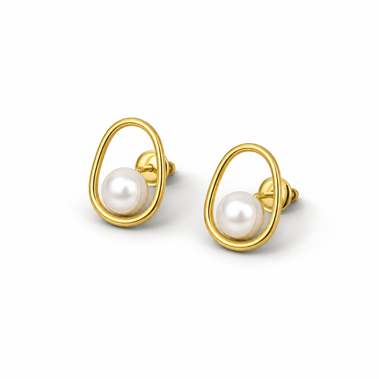 Pearl Gold Hoops