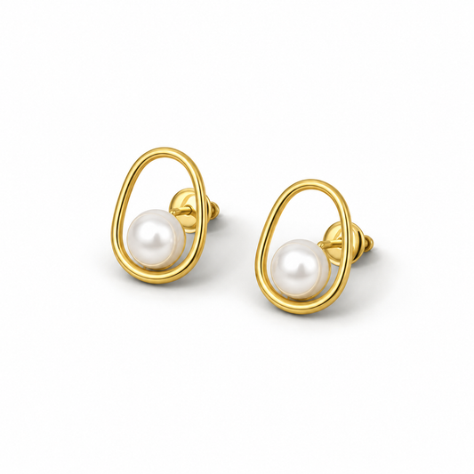 Pearl Gold Hoops